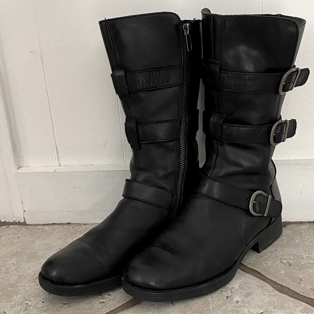 Born Genuine Leather Boots Mid-Calf Size 8 Buckle Straps Size 8 Great Condition